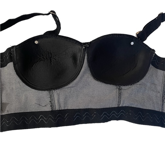 Jean crop top shirt with built in bra - Picture 5 of 5